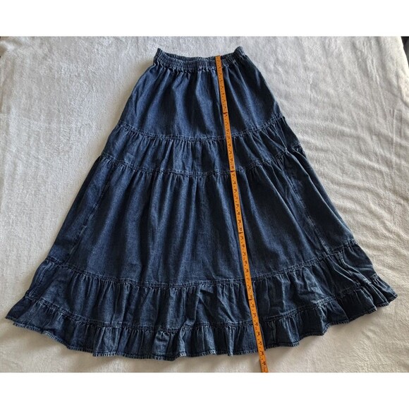 American Eagle High Waisted Chambray Maxi Skirt Denim Sm Blue - Picture 2 of 4